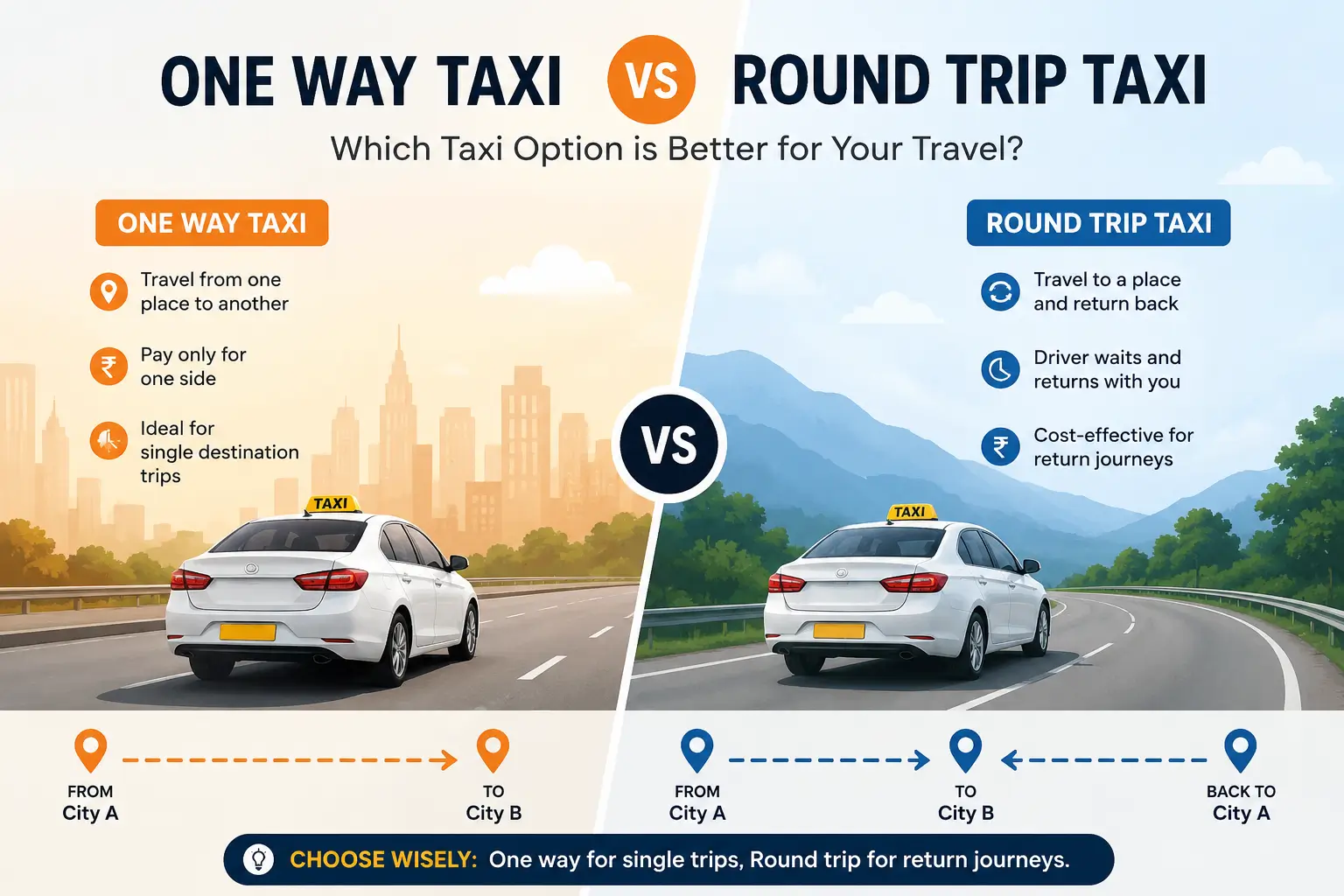 One Way Taxi Vs Round Trip